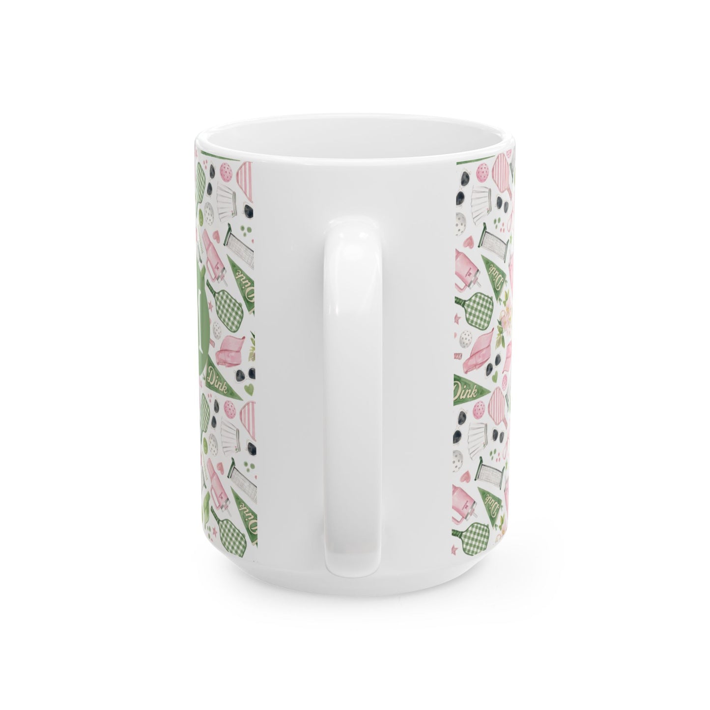 Pickleball Watercolor Motif Ceramic Mug, (11oz, 15oz)