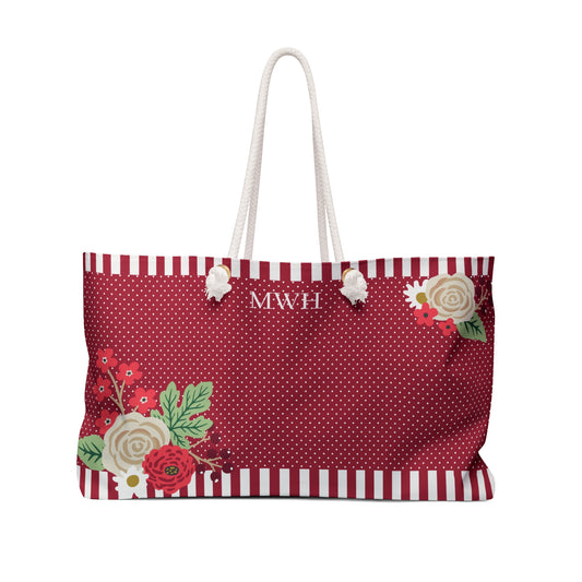 Flowers & Candy Stripes Weekender Bag