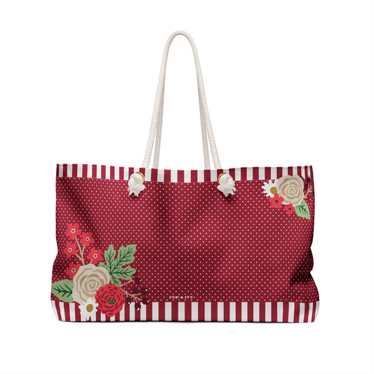 Flowers & Candy Stripes Weekender Bag